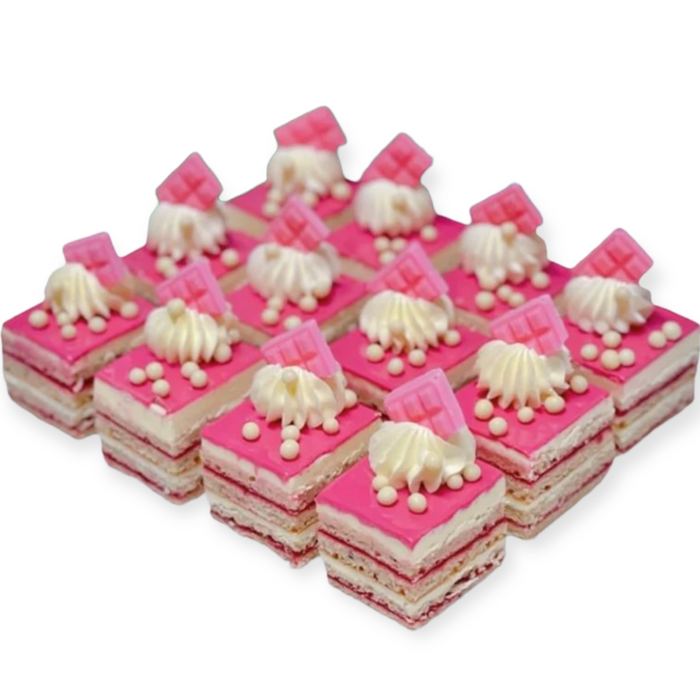 Mini Raspberry Opera Cakes (4cm) (12pk)